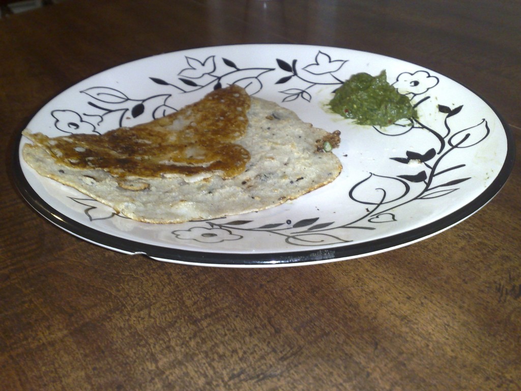 Rava Dosa with coriander chutney