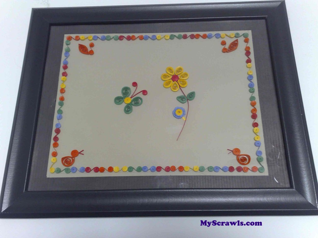 Quilling design with the frame