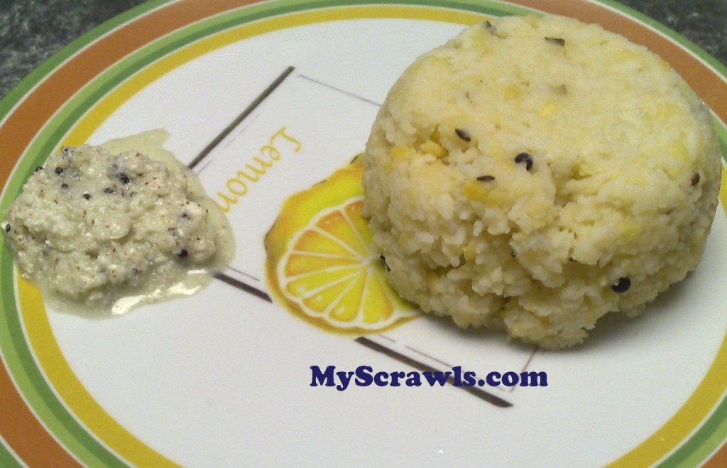 Ven pongal with coconut chutney