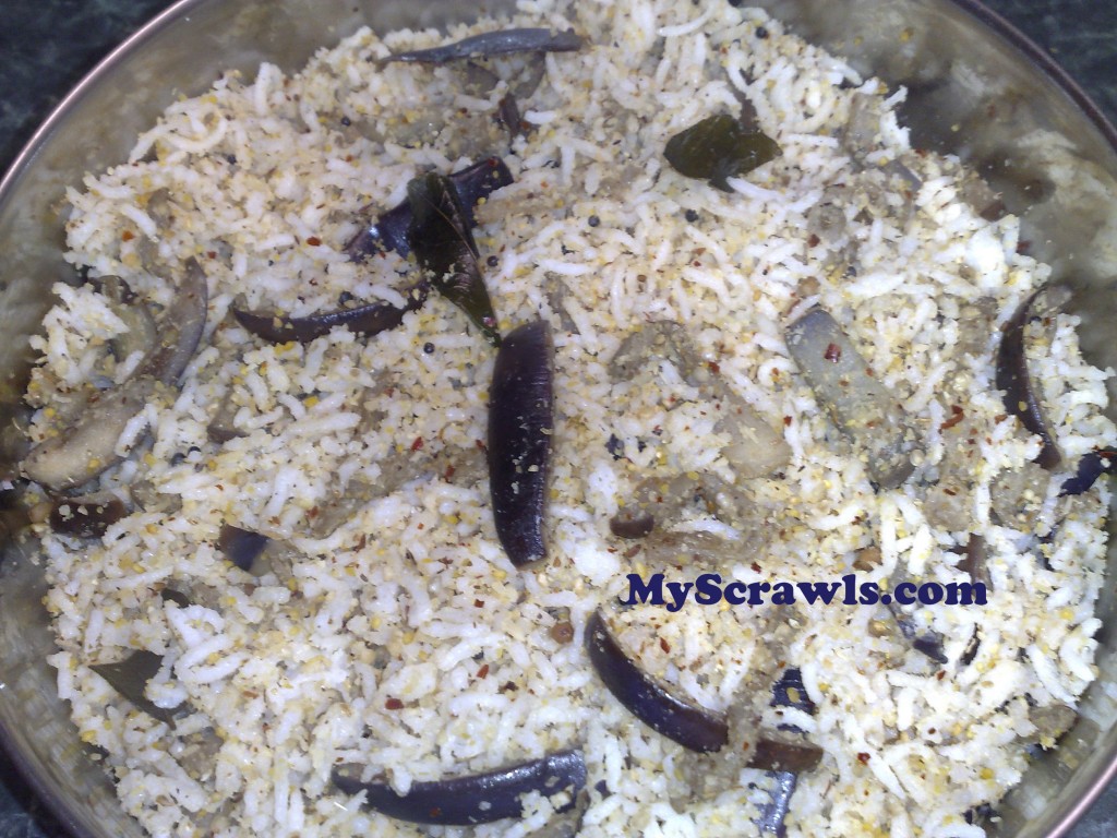 Vangi Bath | Brinjal (Eggplant) rice