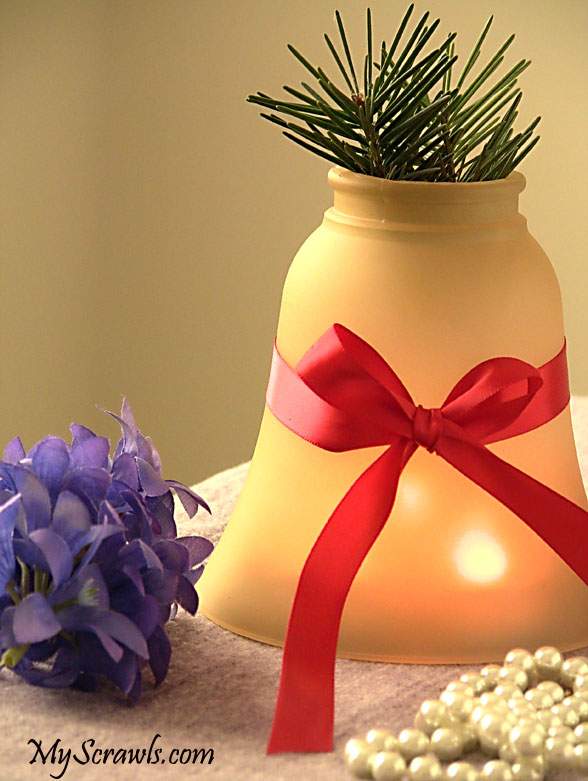 Light fixture turned as Holiday Centerpiece