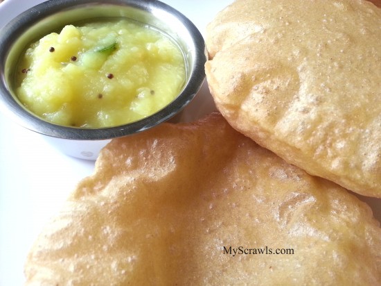 Poori with aalu (potato) masala