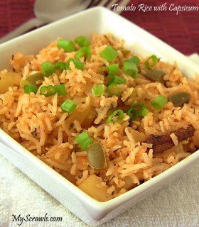 Tomato Rice with Capsicum and Spring Onion