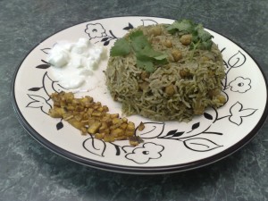 Pudina Chana Pulav | Mint Chickpeas Rice